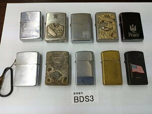 BDS3　ライター　喫煙具　Zippo　おまとめ10点　Peace　U.S NAVY　など　※着火未確認・現状渡し