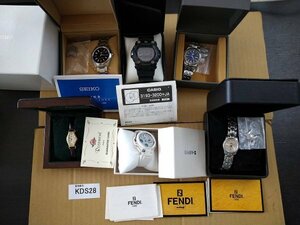 KDS28　ジャンク品　時計　腕時計　部品取り　おまとめ6点　SEIKOセイコー　CASIOカシオ　FENDI　など　ケース入り