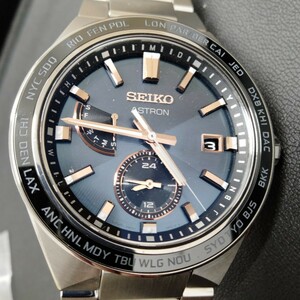 SEIKO セイコー ASTRON チタン SBXY053 8B63-0BD0 電波ソーラー ネイビー 文字盤 メンズ 腕時計 美品 保証残長い