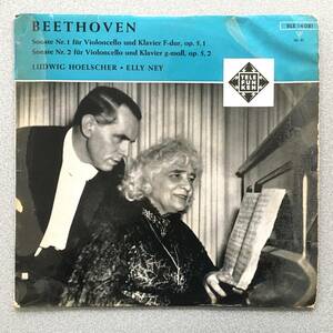 独TELEFUNKEN BLE14081 ヘルシャー/エリー・ナイ Beethoven チェロ・ソナタ 1/2番 初版紫金フラット盤 鏡のように輝く驚異の新同極美盤!