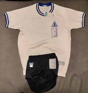 A31◆新品◆マルコ―＆トンボ☆校章縦ゼッケン小学校指定半袖体操服&アレンジブルマ上下Lサイズ/ピース紺＆濃紺