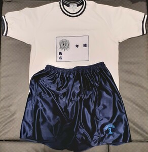 A15◆新品◆訳あり▲マツウラ☆中学校デカゼッケン半袖体操服旧男子用ツルツル光沢素材ハーフパンツ旧モデル上下3Lサイズセット