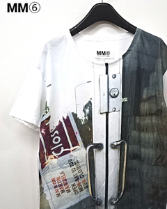 L【MM⑥ Tシャツ MM6 Tシャツ エムエムシックス Maison Margiela メゾン マルジェラ 転写プリントTシャツ ホワイト コットン カットソー】