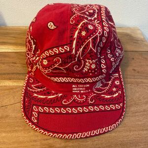 BANDANA JET CAP☆送料込☆バンダナ赤キャップレッド古着ペイズリー帽子ジェット