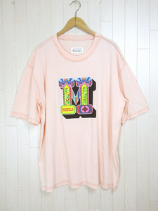 メゾンマルジェラ Maison Margiela Tシャツ ロゴ オーバーサイズ ダメージ加工 S30GC0660 S20079 ピンク size 46