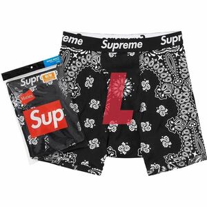 新品★ノベルティ付★Supreme / Hanes Bandana Boxer Briefs 2Pack Black★シュプリーム ヘインズ バンダナ ボクサー ブリーフ 2パック★L