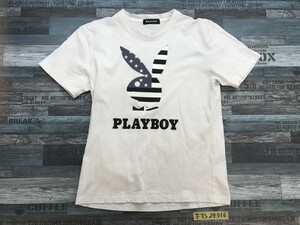 〈送料280円〉PLAYBOY プレイボーイ メンズ 綿 ビッグプリント 半袖Tシャツ L 白