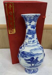 1円〜中国名瓷 景徳鎮 現品 花瓶 花器 花入 華道 茶道 室内装飾品 芸術品 美術品 工芸品 箱有