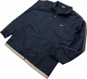 NIKE ☆ シンプル 着回し◎ ネイビー ナイロンジャケット ウィンドブレーカー L レディース スポーツ トレーニング ランニング ■EA257