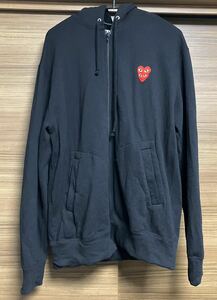 PLAY COMME des GARCONS ハートワッペン ジップアップ パーカー XXL黒 *ユニセックス プレイ コムデギャルソン 