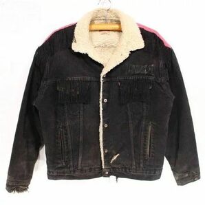 80年代 リーバイス ブラック デニムボアジャケット USA製 Ｍサイズ 黒 ブラック LEVIS Gジャン サイケ フリンジ 