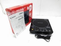 □説明書 元箱付 IRISU OHYAMA アイリスオーヤマ IHクッキングヒーター 1400W 音声ガイド付 ブラック EIH14V-B 2016年製 A-122713 @100□_画像1