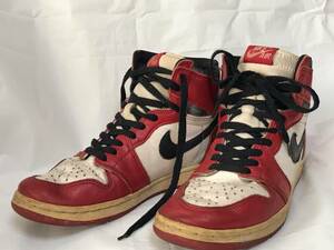  ナイキ エア ジョーダン 1 NIKE AIR JORDAN 1 白 赤 94年 復刻 スニーカー ホワイト レッド US8.5 26.5cm 観賞用