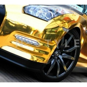 【Ｎ－ＳＴＹＬＥ】カーラッピングフィルム 【高品質】ゴールドミラークロームメッキＡ4サイズ 車 ラッピングシートの画像2
