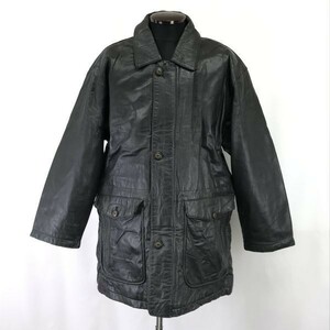 ストラスコナー/STRATHCONAR★羊革/シープスキン/中綿入りレザーコート【メンズL/黒/black】ジャケット/ブルゾン/Coat/Jumper◆pBH437