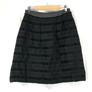 トゥーシー/TWO:C★ボーダー柄/スカート/台形【40/women’s size -L/黒/black】ルック/Skirts◆BH189