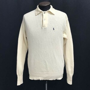 ラルフローレン/RALPH LAUREN★ウール100％/襟付きセーター【メンズM/ベージュ/beige】ポロシャツ型/Tops/Shirts/Sweater◆pBH450