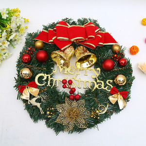  Christmas wreath 1 door door decoration 30cm ornament flower Gin gru bell Santa Claus Xmas pine leaf red ribbon 