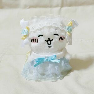 ちいかわ　ハンドメイド　ぬい服　お座りぬいぐるみ　水色　薔薇　リボン　ブルー系　レース　フリル