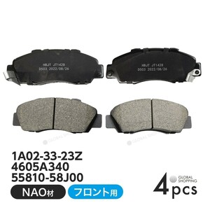 フロント ブレーキパッド スズキ Kei ケイ ワークス HN22S ディスクパッド 左右set 4枚 H14/11~ 1A02-33-23Z 4605A340 55810-58J00