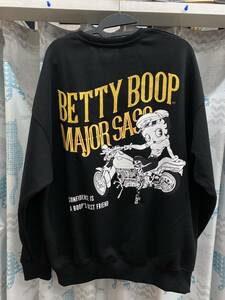 レア！新品未使用 ベティちゃん BETTY BOOP bettyboop トレーナー 黒　バイカー 黄文字 M 男女兼用