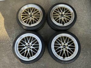 美品！ RZA レイクロス 19インチ ホイール 8J +36 9J +35 114.3 タイヤ 225/40R19 4本 セット SAI カムリ プリウスα ノア ヴォクシー BBS