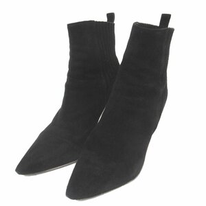  прекрасный товар Gianvito Rossi Jean vi to Rossi ANDY HIGH BOOTIE замша кожа высокий каблук ботиночки - короткие сапоги 38 24cm соответствует черный 