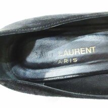 美品 SAINT LAURENT サンローラン スエード ラインストーン装飾 アンクルストラップ パンプス サイズ37 1/2 約24.5cm ブラック_画像4