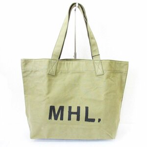 未使用 MHL. エムエイチエル マーガレットハウエル HEAVY COTTON CANVAS ロゴ キャンバス トートバッグ カーキ