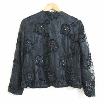 美品 GIVENCHY ジバンシィ 東京ソワール ラメ 総レース スパンコール装飾 ノーカラージャケット 10 ブラック_画像2