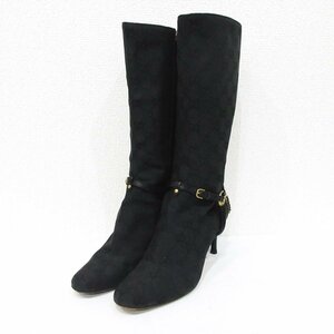 Почти красивые товары gucci gucci gg gg canvas chean long boots 115079 Размер 37 Приблизительно 23,5 см Черный x Золотая крошка