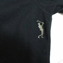 美品 MARK&LONA マーク&ロナ スカルスワロフスキー スカル刺繍 ゴルフウエア 半袖 ポロシャツ XL ブラック_画像7