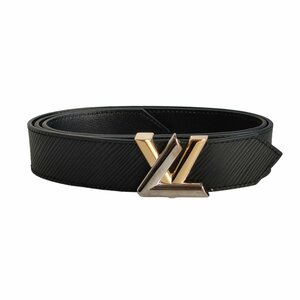 美品 LOUIS VUITTON ルイヴィトン レザー エピ サンチュール ツイスト ロゴバックル ベルト M9360 32 80 箱付き ブラックJ1102