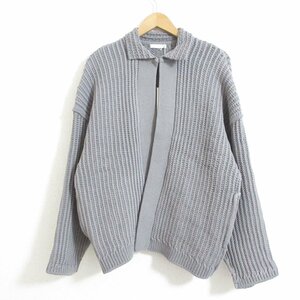 未使用 22SS LIDNM リドム LILY YARN KNIT BLOUSON ローゲージニットブルゾン カーディガン S グレー