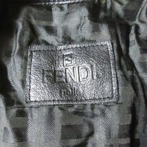 良品 FENDI フェンディ ヴィンテージ レザー切替 裏地ズッカ柄 シングルコート サイズ44 ブラック_画像3