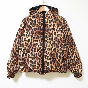  beautiful goods Alice+Olivia Alice oli Via Leopard pattern nylon reversible down jacket black × Brown 