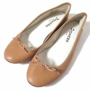 新品同様 repetto レペット サンドリヨン レザー リボン バレエシューズ フラットシューズ パンプス 35サイズ 22cm相当 ベージュ