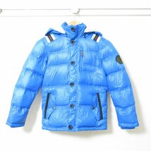 ほぼ美品 DIESEL ディーゼル キッズ 子供服 ロゴワッペン ダウンジャケット ブルゾン 10 ブルー系_画像1