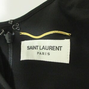 美品 Saint Laurent サンローラン 2019年モデル 膝上丈 半袖 プリーツワンピース 36 ブラック 123の画像3