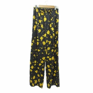 美品 Dries Van Noten ドリスヴァンノッテン PUVIS LONG PANTS ドット柄 イージーワイドパンツ 34 ブラック×イエロー 123