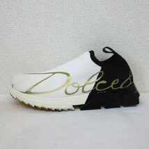 良品 DOLCE&GABBANA ドルチェ＆ガッバーナ ソレント ロゴ ローカットスニーカー スリッポン サイズ41 約25.5cm ホワイト×ブラック_画像3