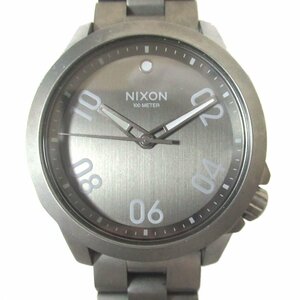 美品 NIXON ニクソン THE RANGER 40 クォーツ 3針式 アナログ メンズウォッチ 腕時計 グレー系ベルト×ブラック文字盤 01