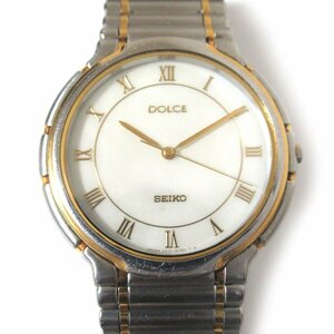 美品 SEIKO セイコー DOLCE ドルチェ クォーツ シェル文字盤 3針式 アナログ ウォッチ 腕時計 5E31-6B20 コンビベルト