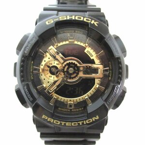 美品 CASIO カシオ G-SHOCK ジーショック ブラック×ゴールドシリーズ クォーツ アナデジ メンズウォッチ 腕時計 GA-110GB