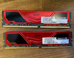 Team DDR4 3200Mhz PC4-25600 32GB デスクトップ用メモリ Elite Plus シリーズ 2枚セット（32GB×2）64GB