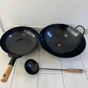  unused wok ladle set fry pan single-handled pot two-handled pot Beijing cookware Chinese apparatus iron 28..33.