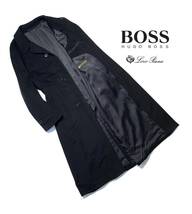 最高級【定価20万】HUGO BOSS ヒューゴボス ×ロロピアーナ カシミヤ ロングコート 44 ウール メンズ イタリア製【抜群の肌触り】黒_画像1