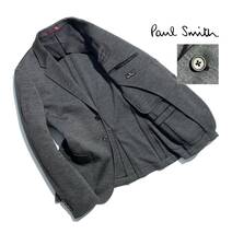 美品【定価4万超】Paul Smith ポールスミス テーラードジャケット L メンズ ニット ウール【着心地抜群】美シルエット グレー 秋冬向け_画像1