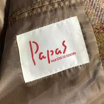 美品【定価8万超】Papas パパス アルパカ ツイードジャケット M (L相当) メンズ スタンドカラー チェック カジキロゴ【着心地抜群】日本製_画像9