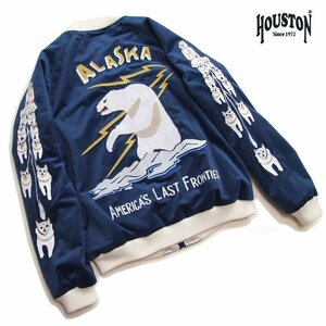 新品 ヒューストン 別珍スカジャン 紺XL 総刺繍アラスカジャン メンズスカジャン HOUSTON クマ柄 スーベニアジャケット 新着